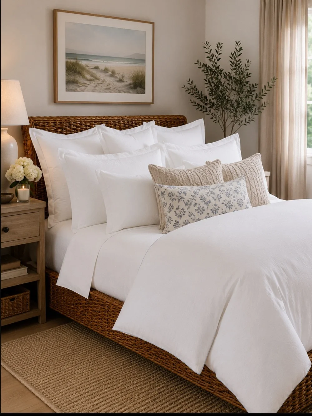 Brand New‎ Ralph Lauren RL Linen Contrast King Duvet Cover 100% Linen White/ Sky